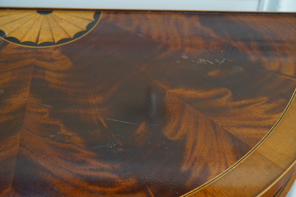 Inlaid Hekman Hepplewhite Style Demilune Table