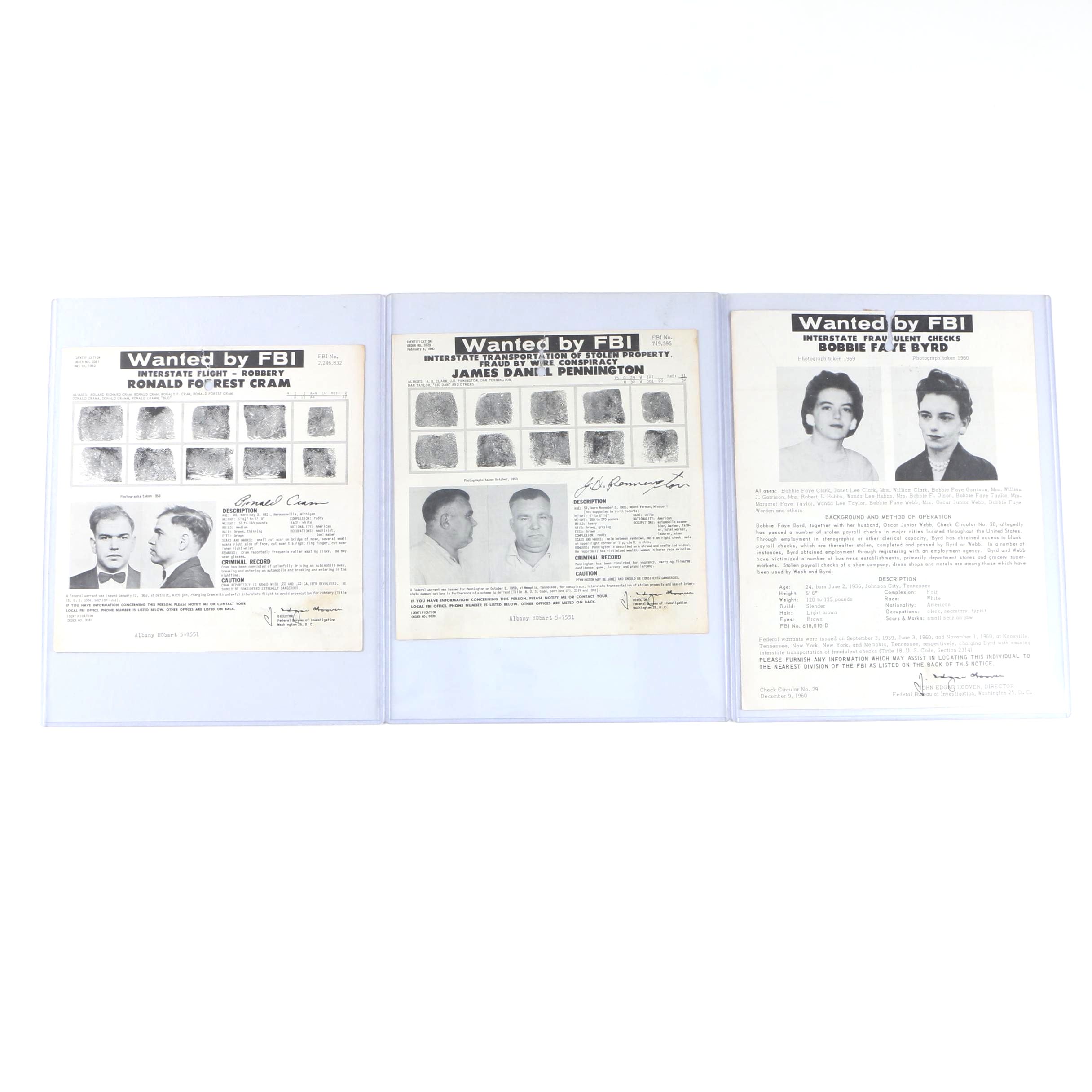 Vintage FBI Wanted Posters