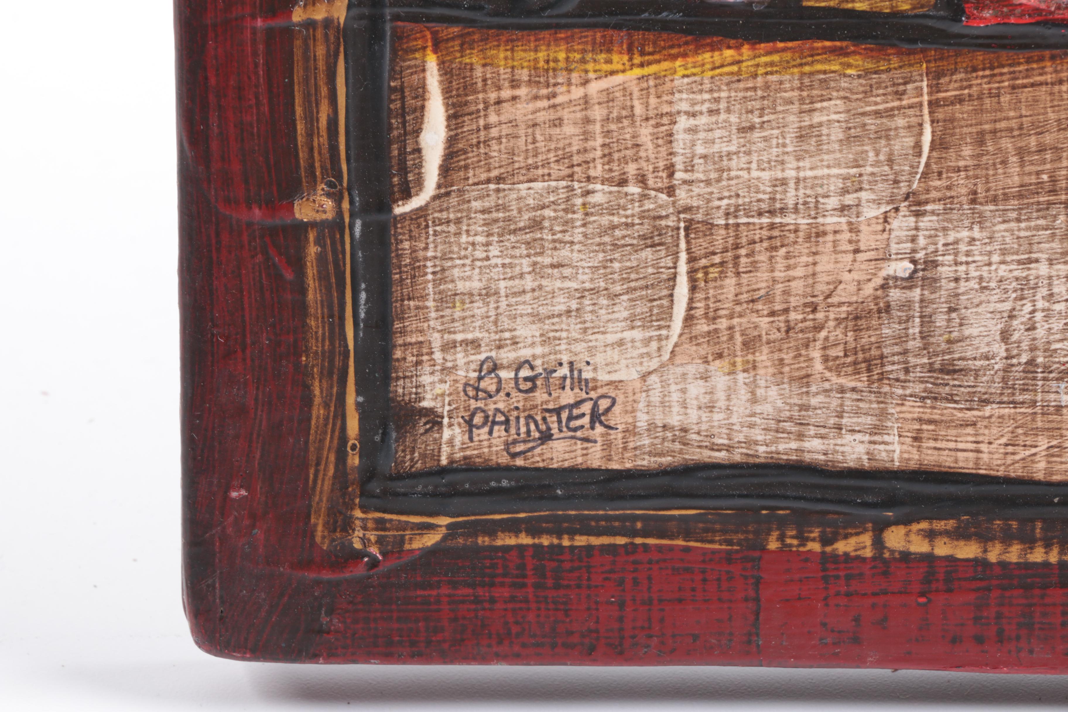 Pair of Bonnie Grilli Acrylic Folk Art Paintings on Wood