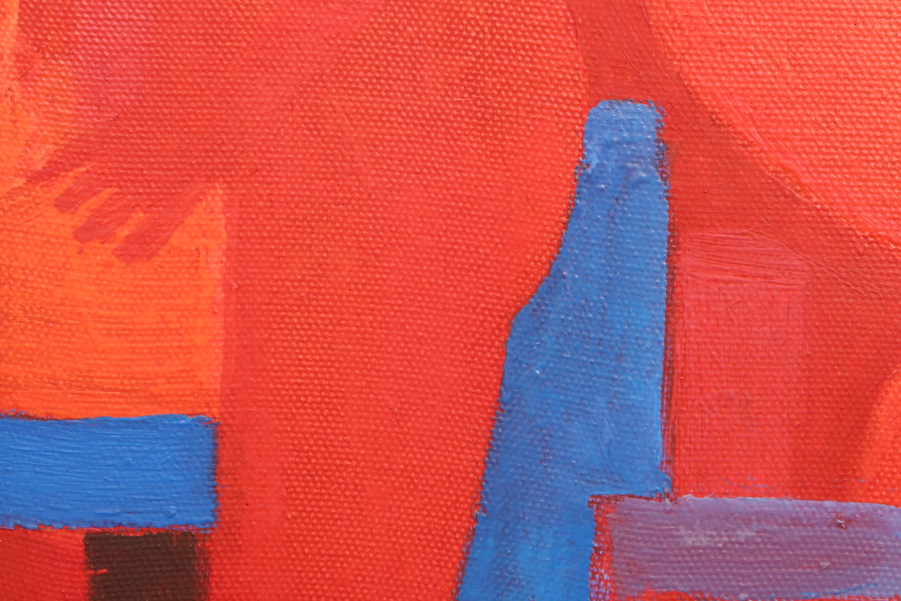 Abstract Cubist Style Acrylic Painting On Canvas