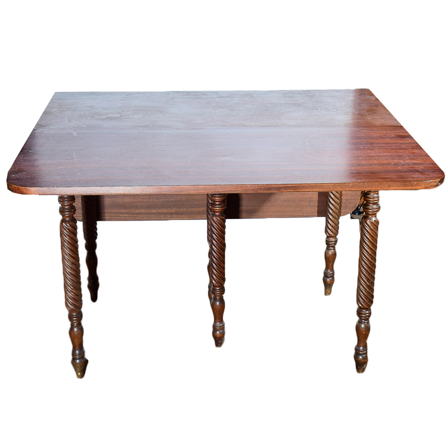 Vintage Mahogany Drop-Leaf Table with Twist Legs