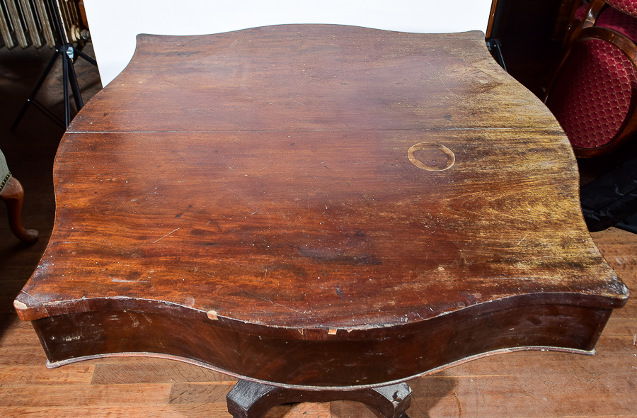 Antique Claw Foot Parlor Table with Mahogany Veneer