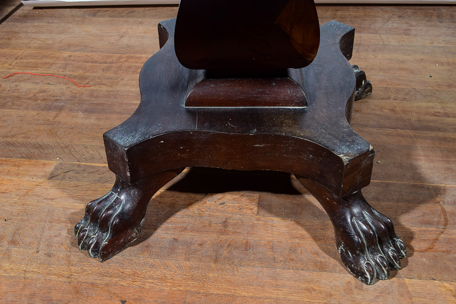 Antique Claw Foot Parlor Table with Mahogany Veneer