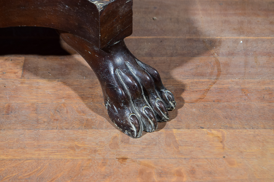 Antique Claw Foot Parlor Table with Mahogany Veneer