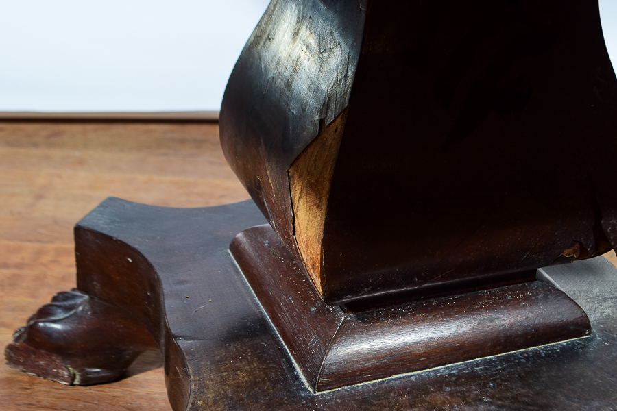 Antique Claw Foot Parlor Table with Mahogany Veneer