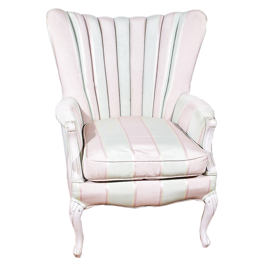 Vintage Candy Striped Wing Back Armchair