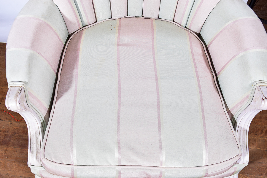 Vintage Candy Striped Wing Back Armchair