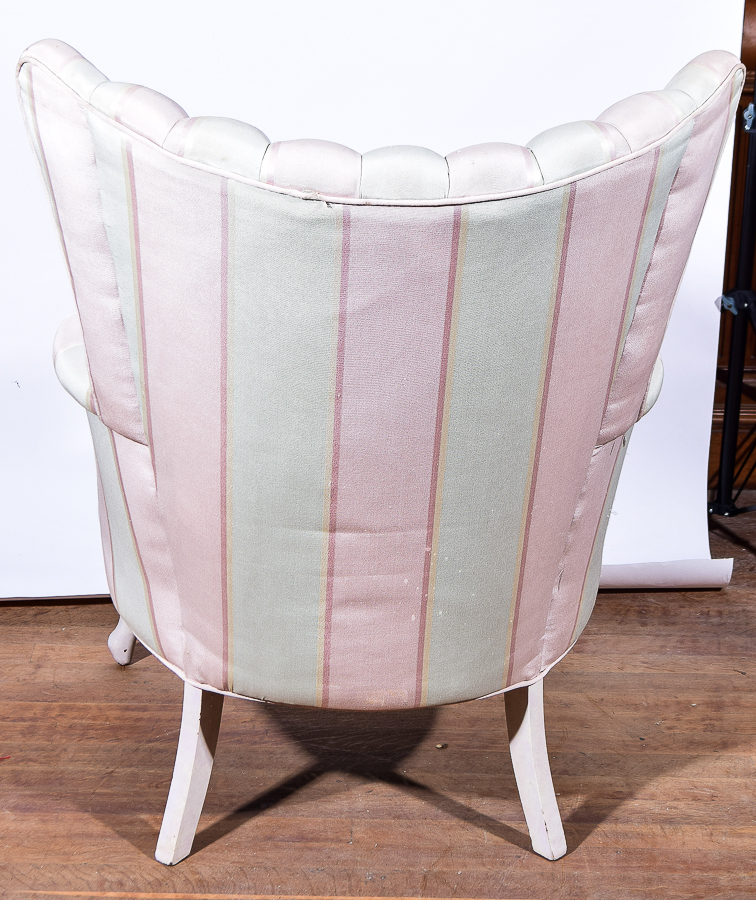 Vintage Candy Striped Wing Back Armchair