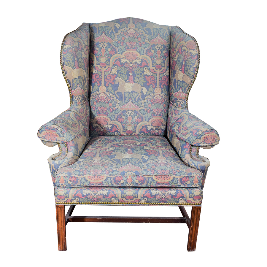 Vintage Equestrian Printed Armchair