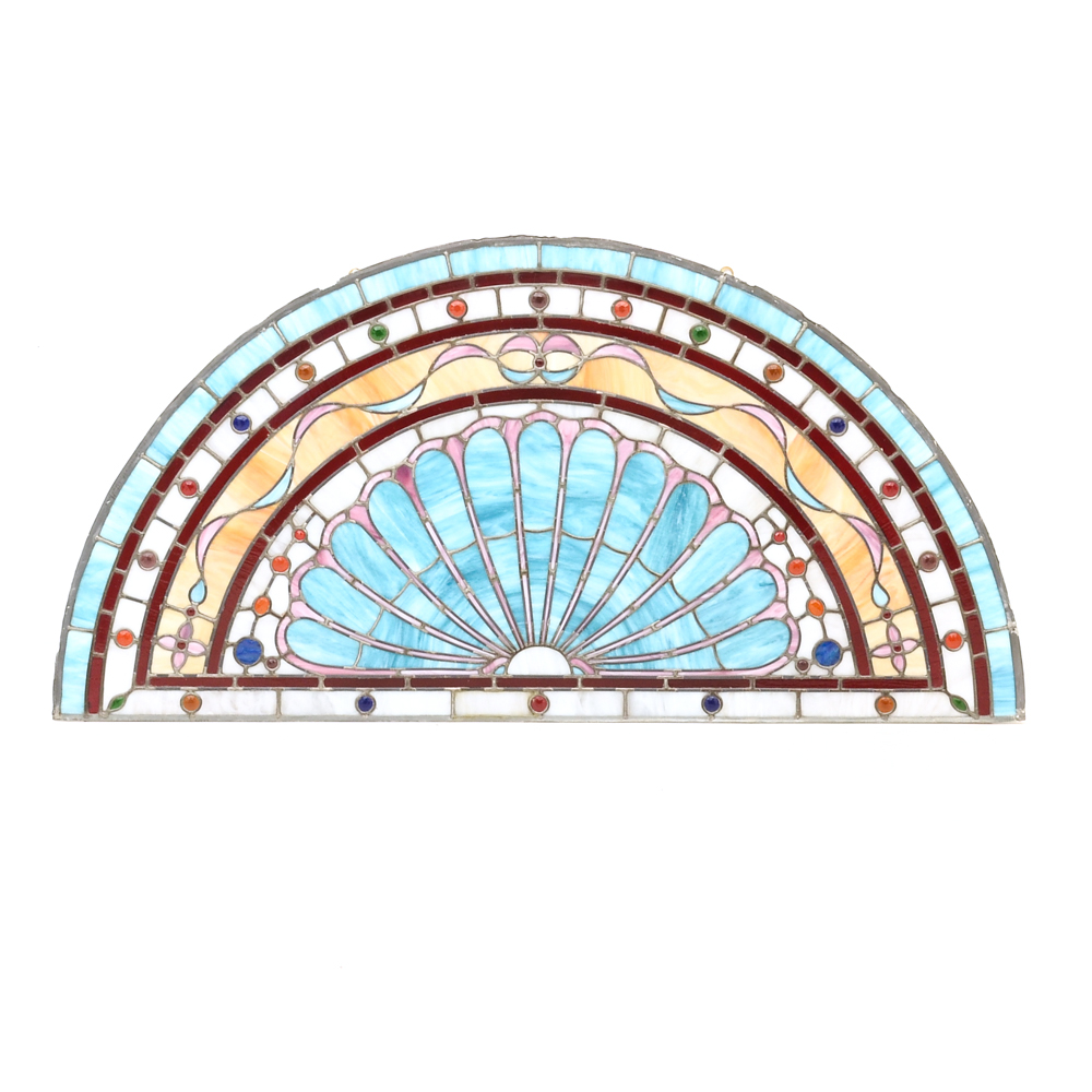 Half-Round Stained Glass Window Panel