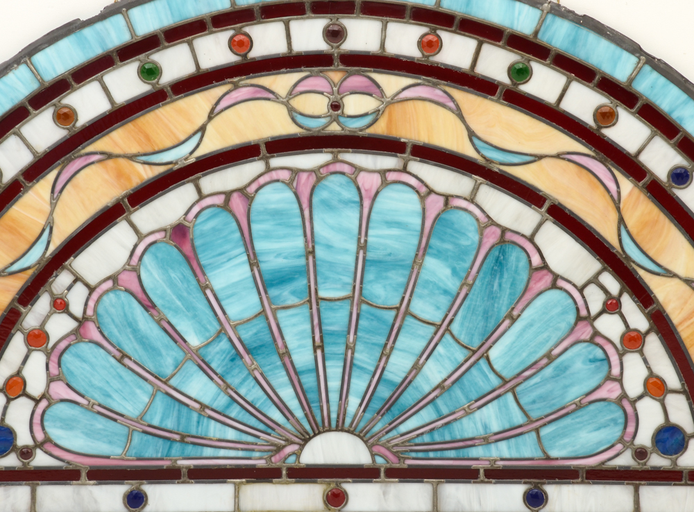Half-Round Stained Glass Window Panel
