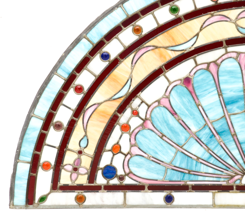 Half-Round Stained Glass Window Panel
