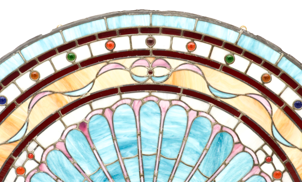 Half-Round Stained Glass Window Panel