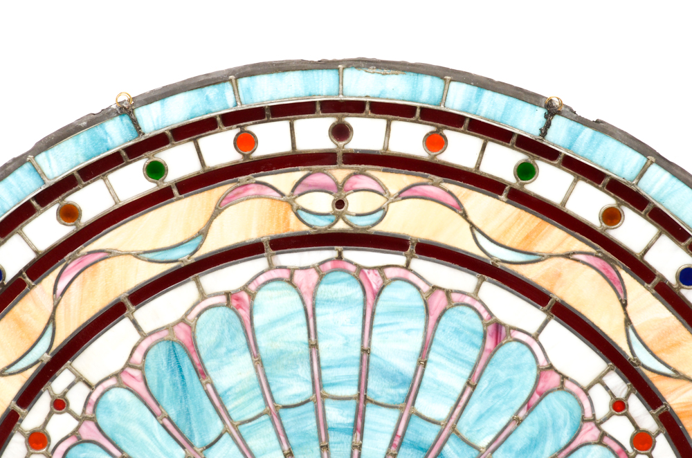 Half-Round Stained Glass Window Panel