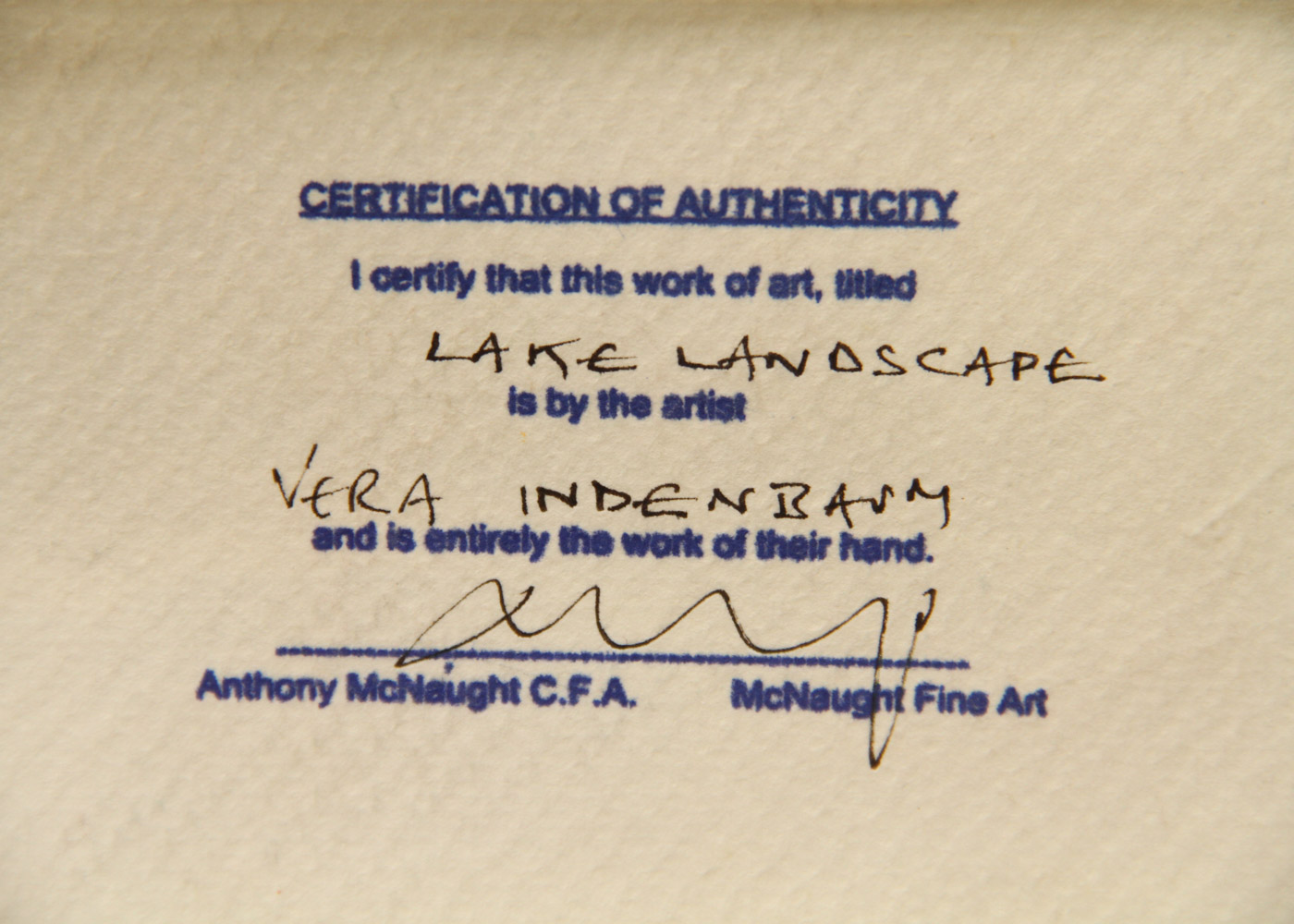 Vera Indenbaum Acrylic and Gouache Painting on Paper "Lake Landscape"