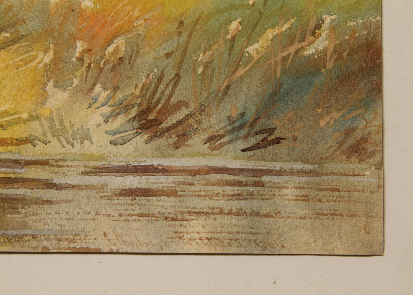 Watercolor Painting on Paper "English Landscape, 1901"