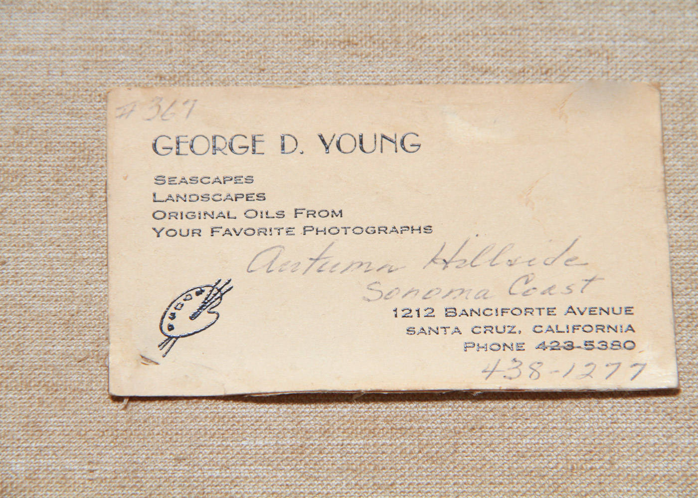 George D. Young Oil Painting on Canvas "Autumn Hillside, Sonoma Coast"