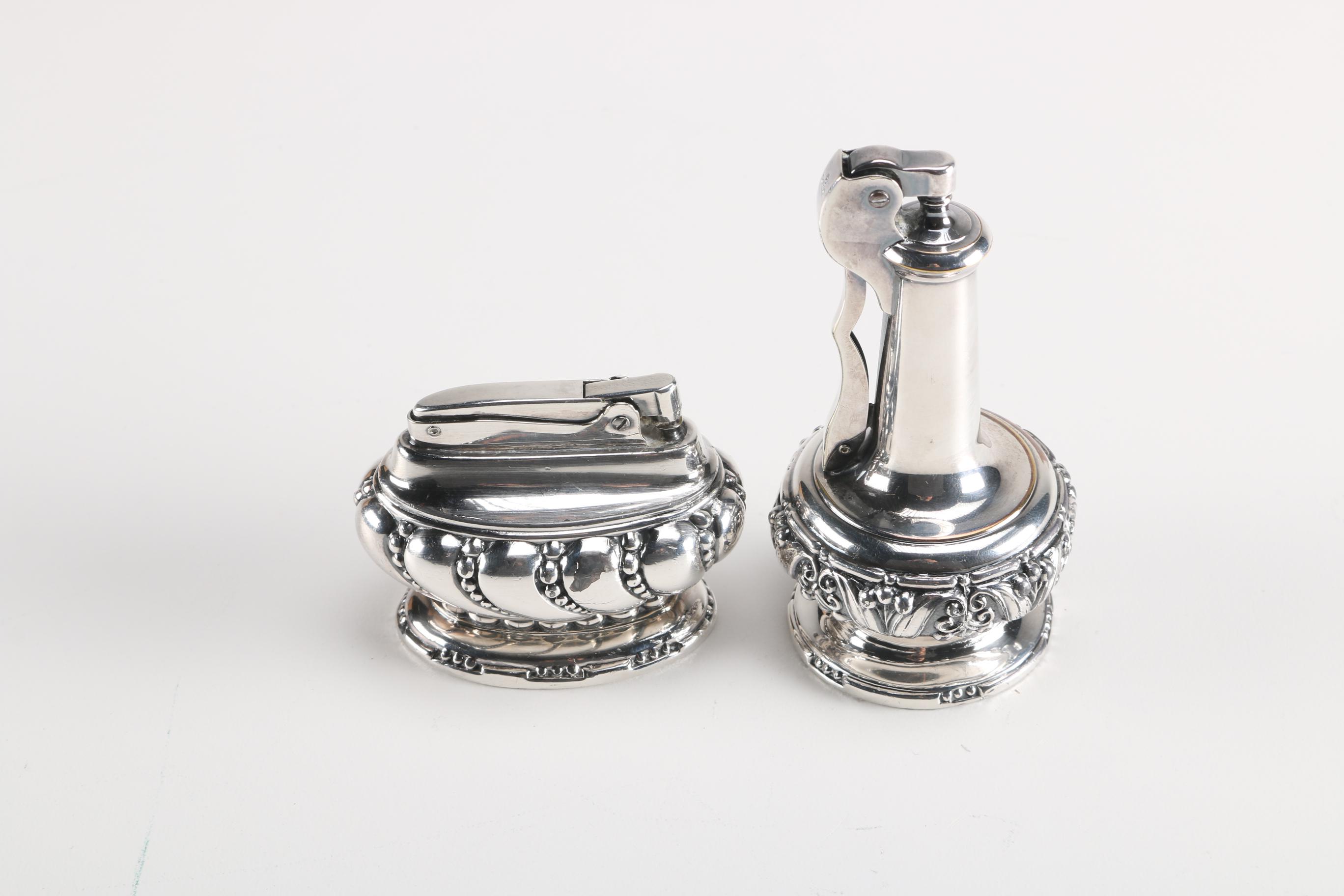 Vintage Ronson "Crown" Silver Plate Tabletop Lighters