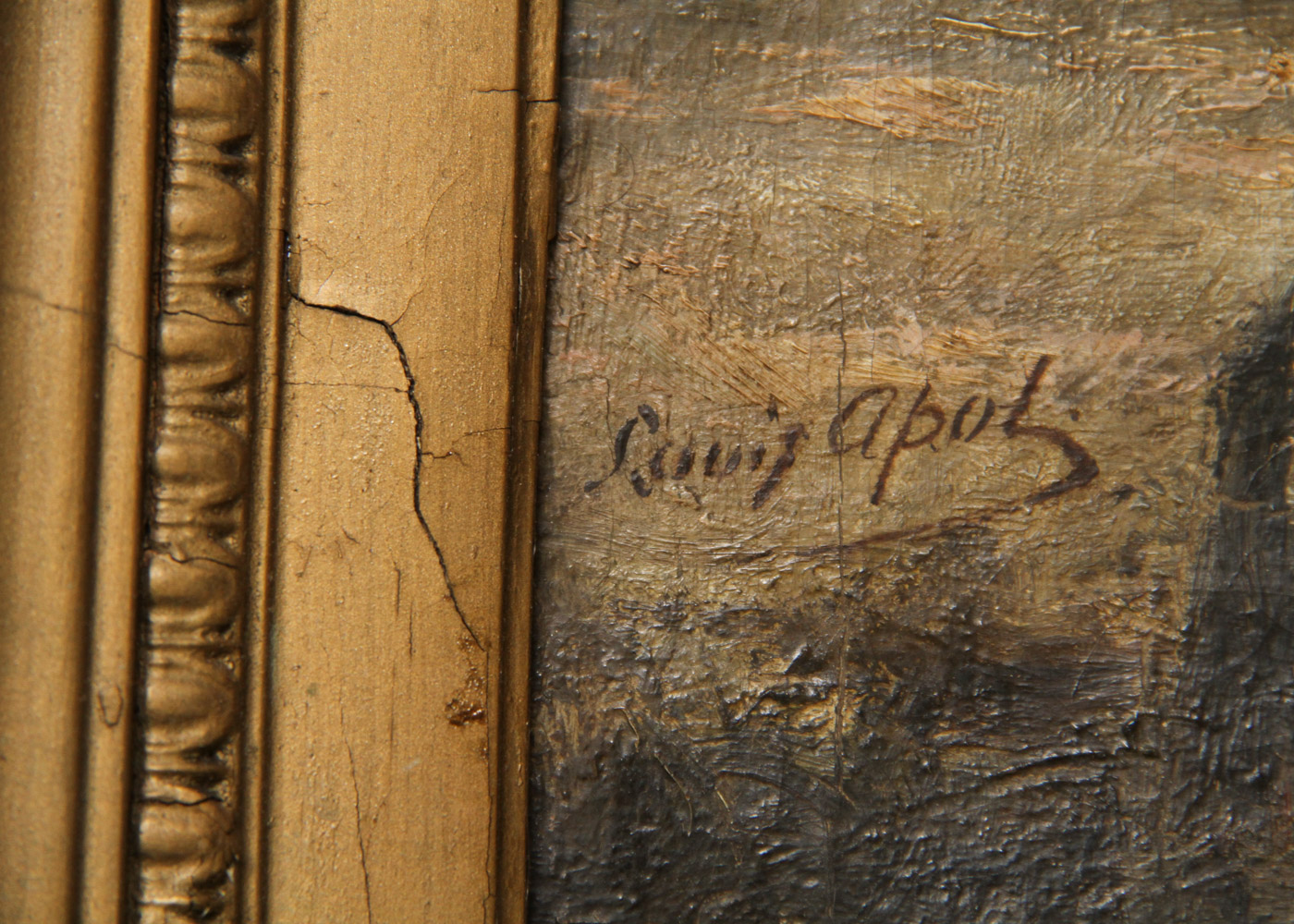 Louis Apol Oil Painting on Canvas of Dutch Winter Landscape