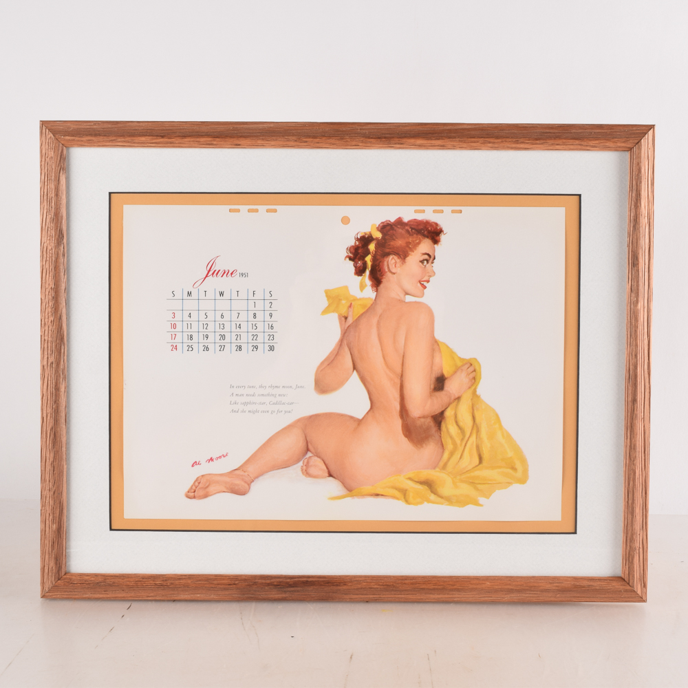 After Al Moore Vintage "Esquire" Magazine Pin-Up Calendar Page