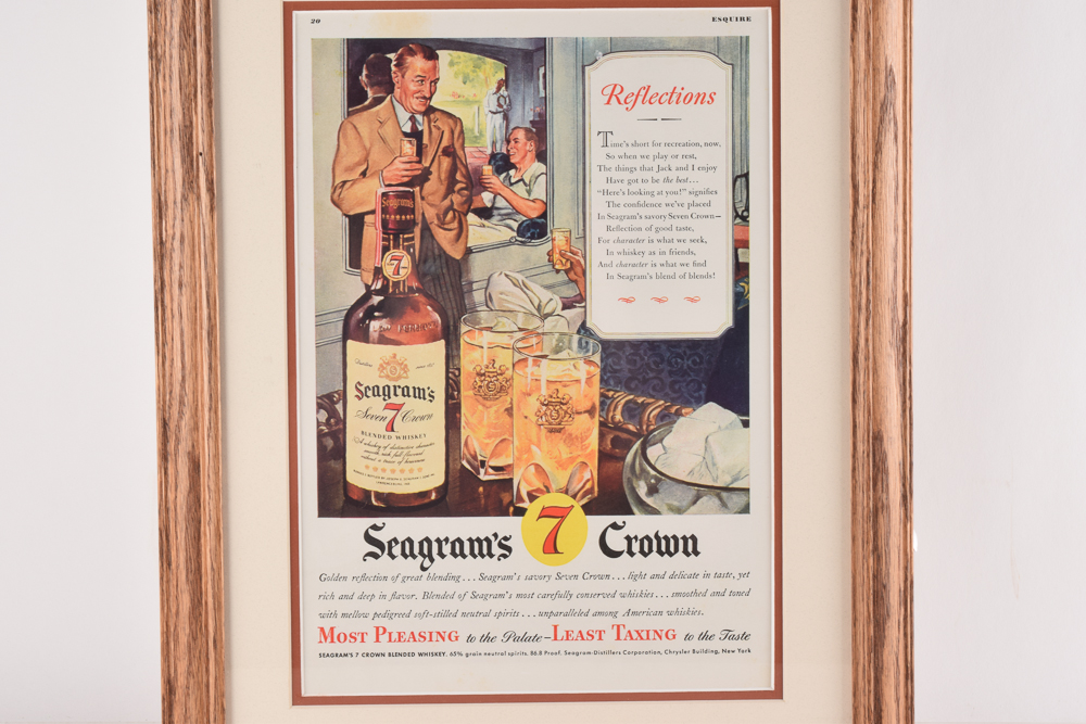 1930s Advertisement for Seagram's 7 Crown Blended Whiskey from "Esquire" Magazine