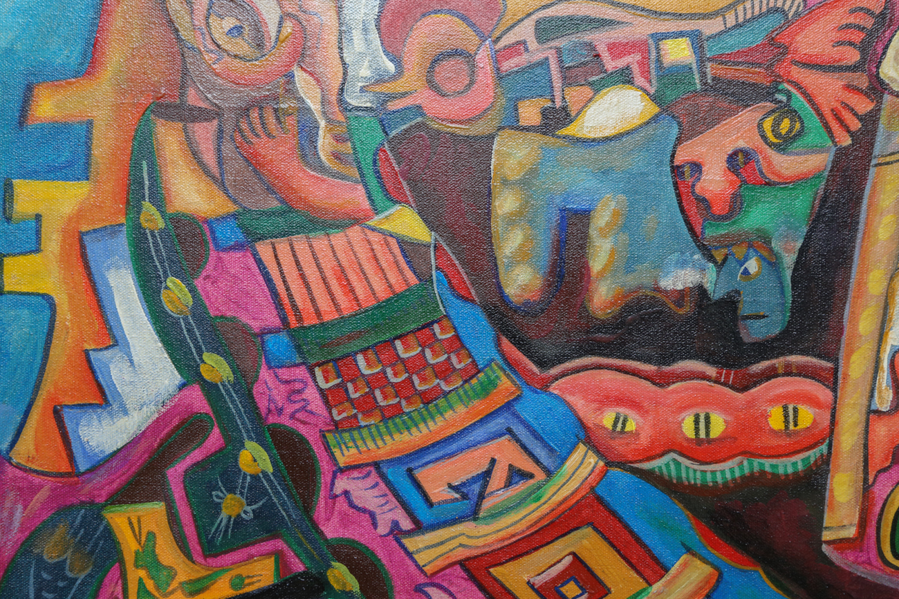 Peruvian Folk Art Painting On Canvas