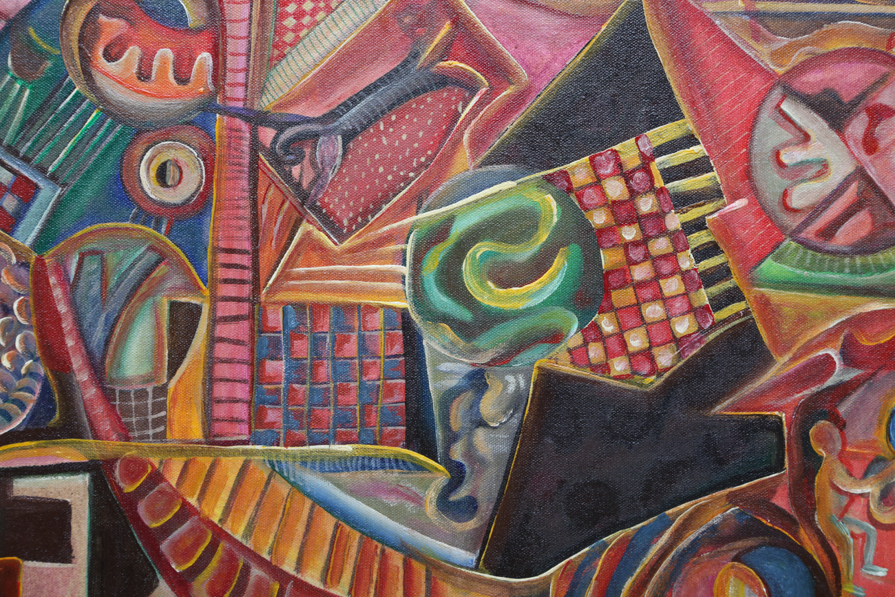 Signed Abstract Acrylic Painting On Canvas