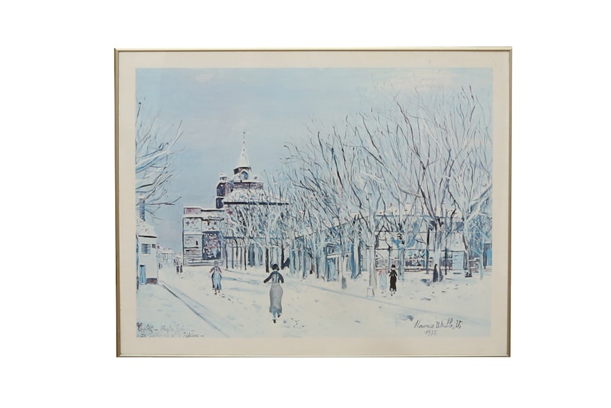 After M. Utrillo Giclee Print "Winter Street Scene In Tarbes"