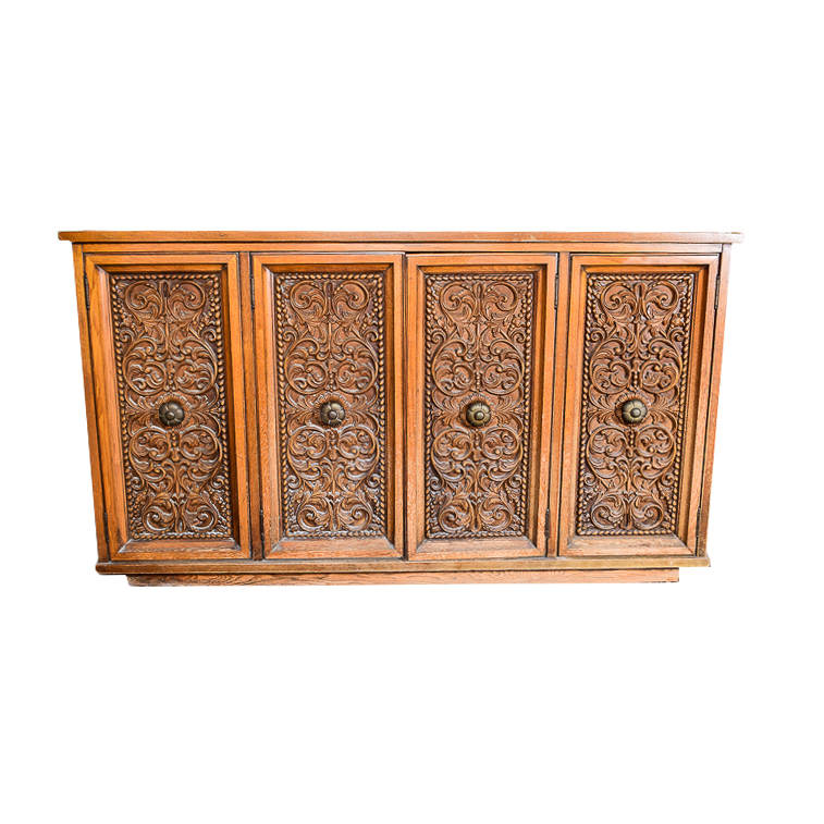Mid-Century Credenza with Carved Doors
