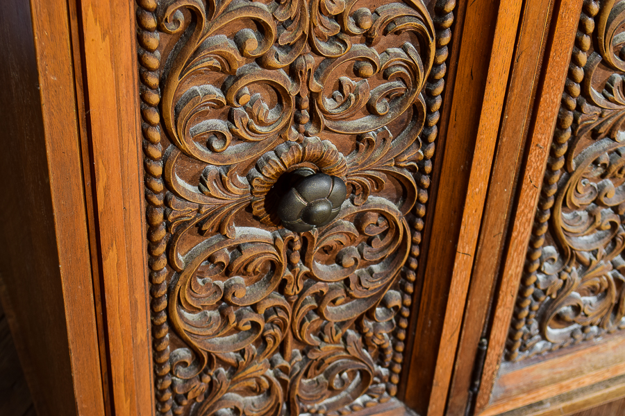 Mid-Century Credenza with Carved Doors
