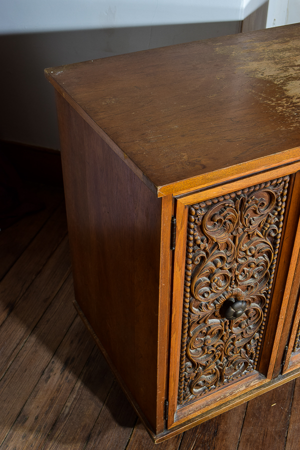 Mid-Century Credenza with Carved Doors