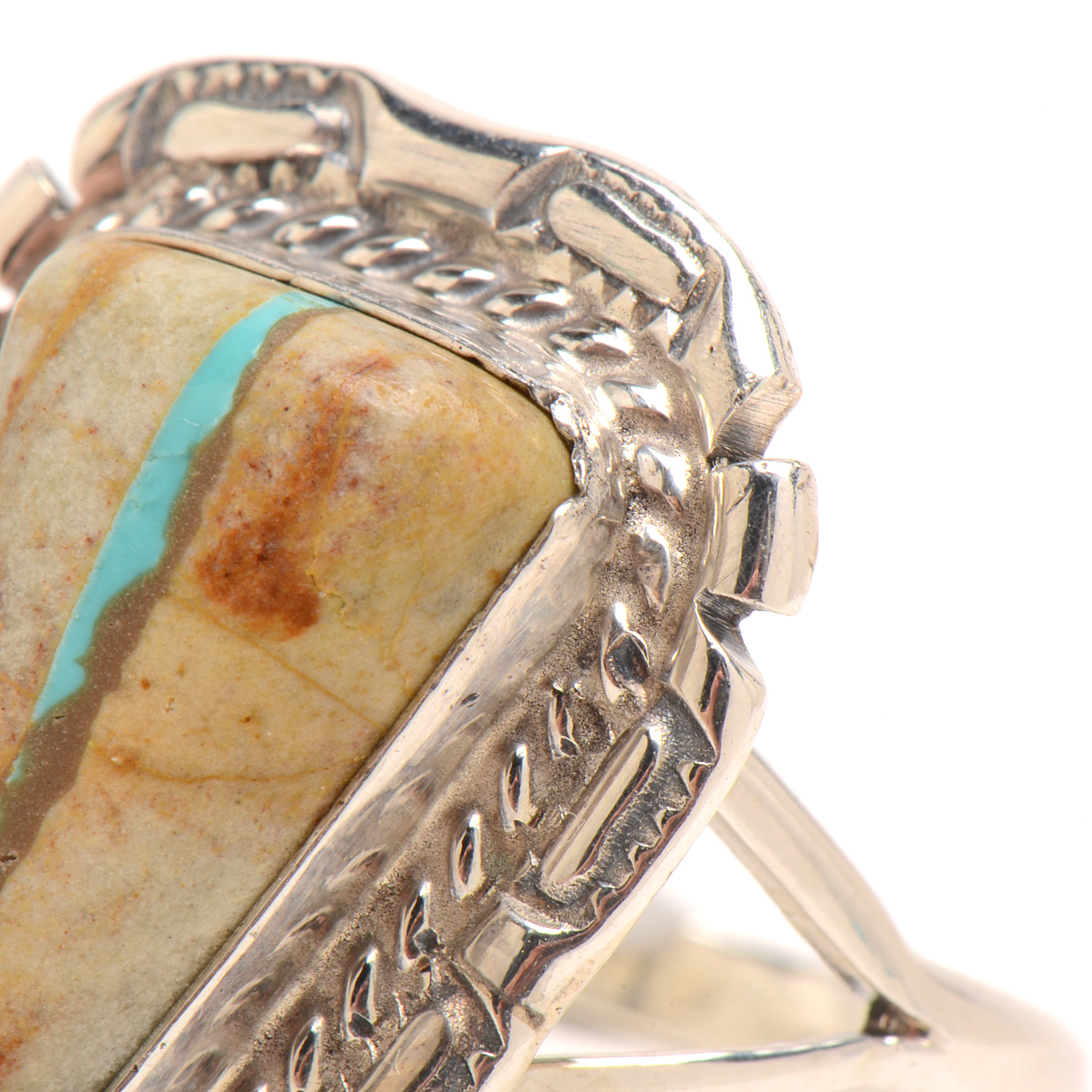 Signed Augustine Largo Navajo Sterling Silver Turquoise Ring