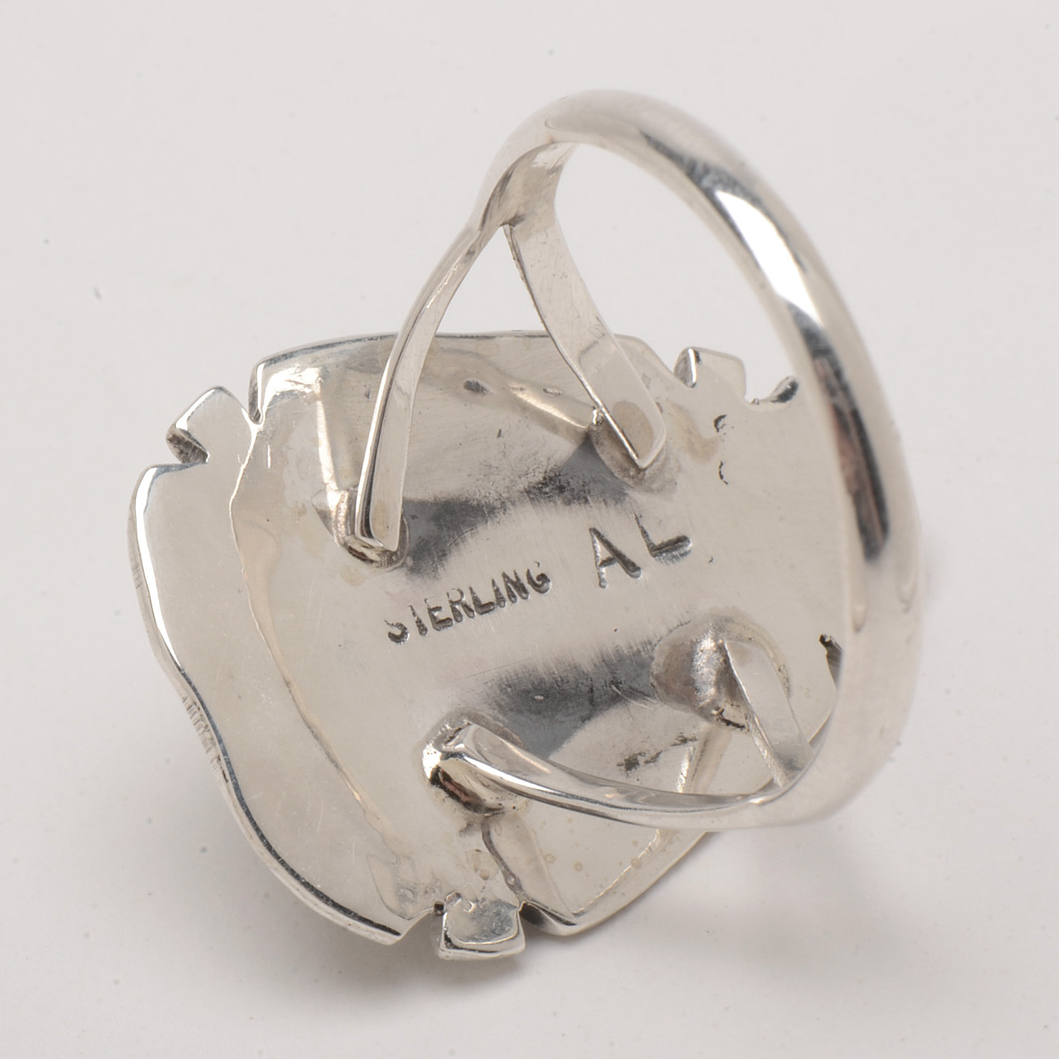 Signed Augustine Largo Navajo Sterling Silver Turquoise Ring