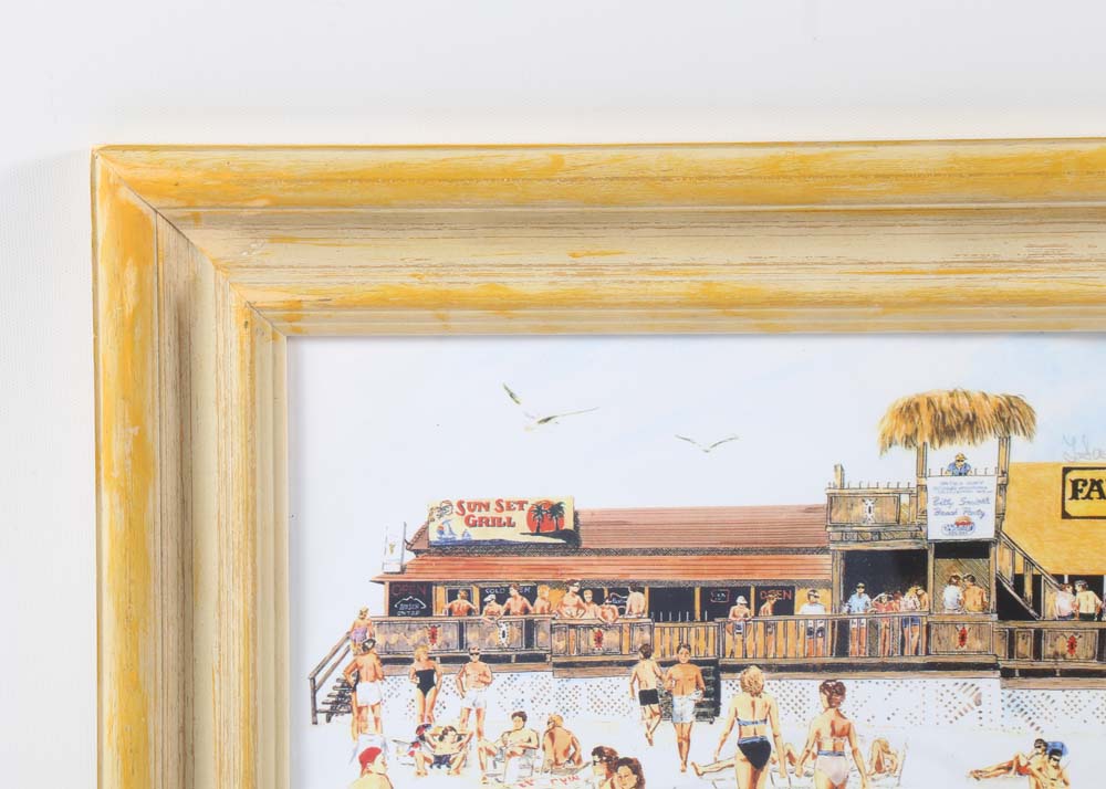 Becky Rodgers Stowe Limited Edition Offset Lithograph "Harold's on the Beach"