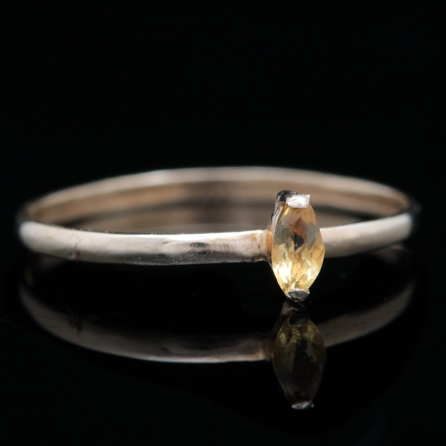 14K Gold and Citrine Solitaire Ring