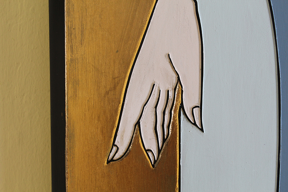 Art Deco Acrylic Painting on Wood Panel of a Female Figure