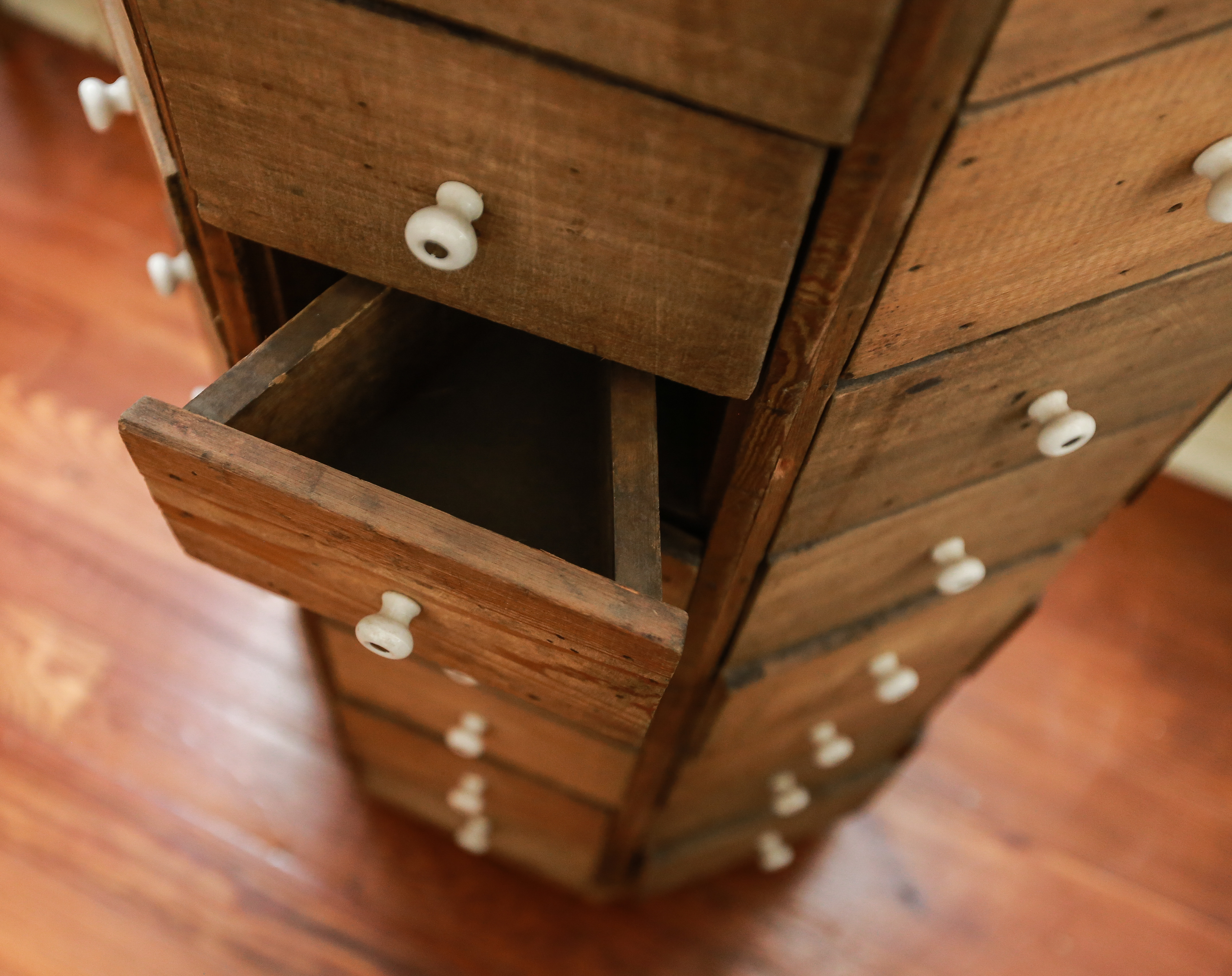 Antique Octagonal Rotating Hardware Cabinet
