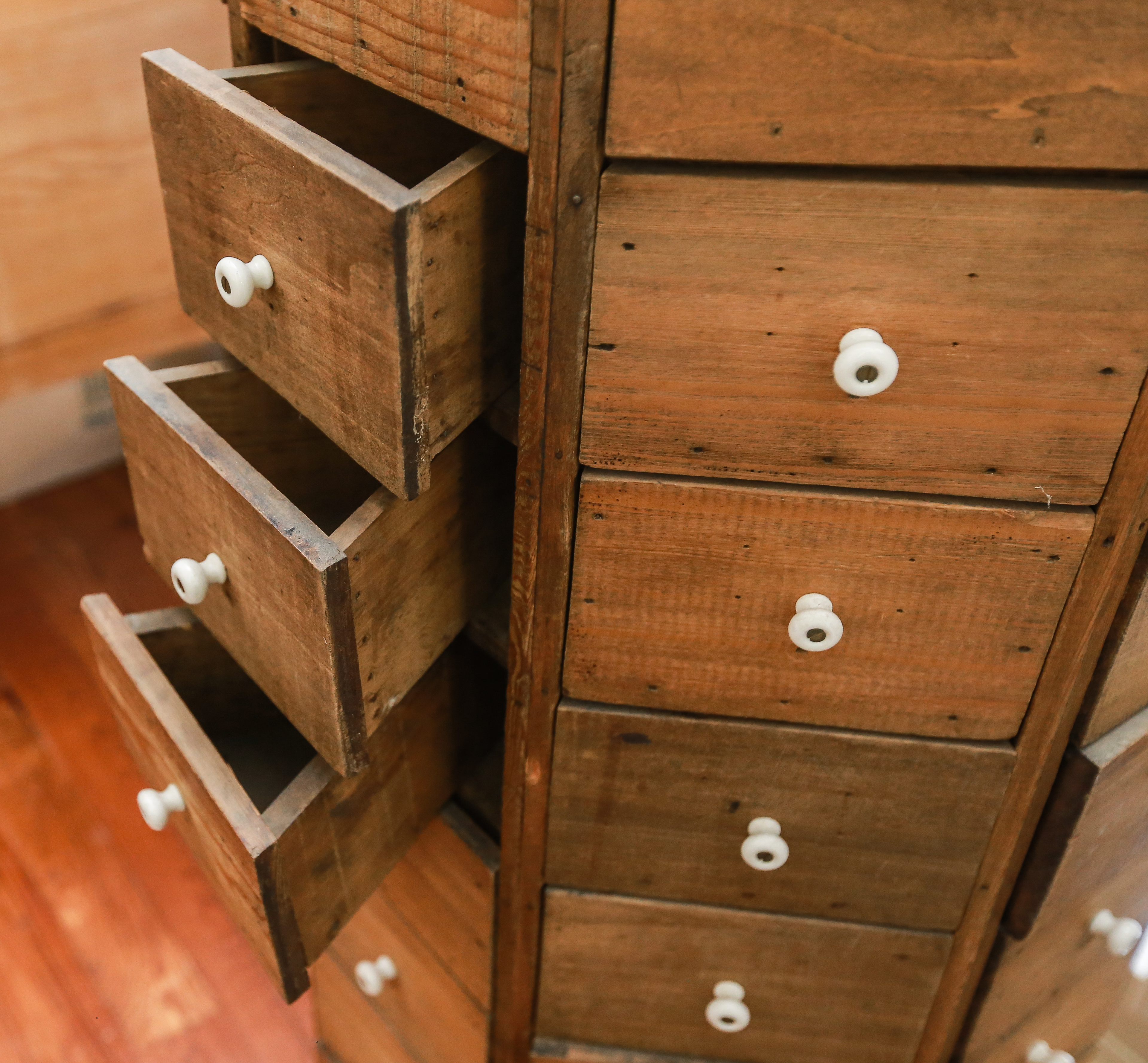 Antique Octagonal Rotating Hardware Cabinet