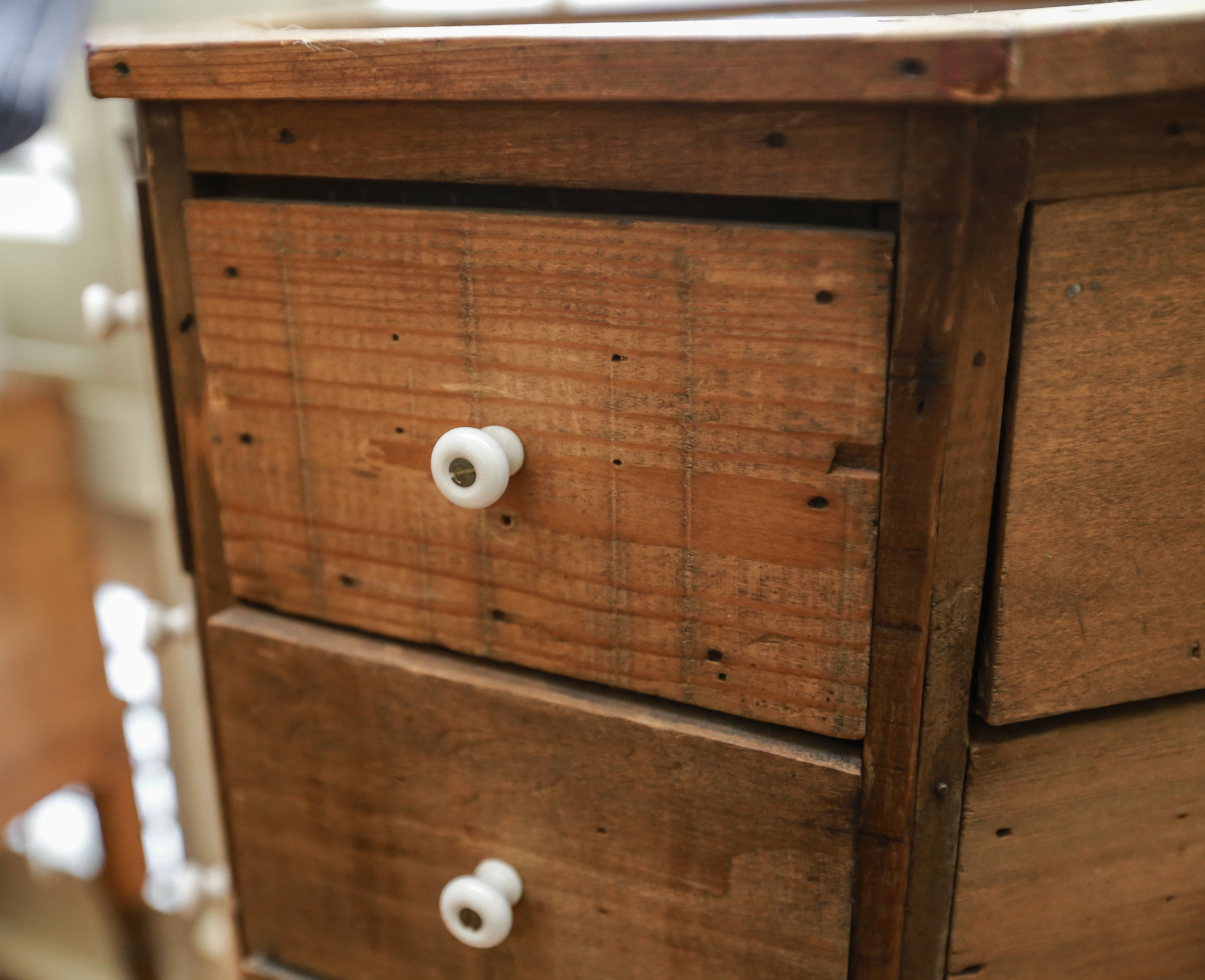Antique Octagonal Rotating Hardware Cabinet