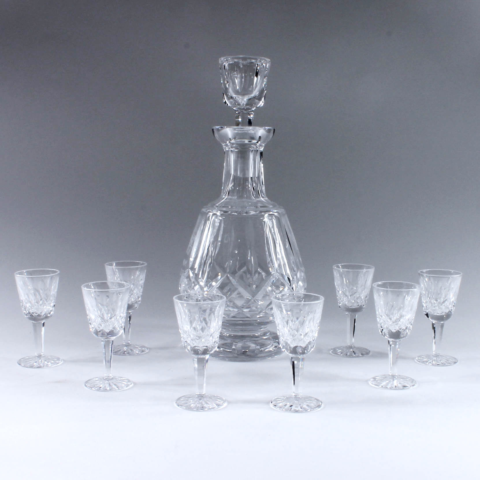 Waterford Crystal "Lismore" Decanter with Cordial Glasses