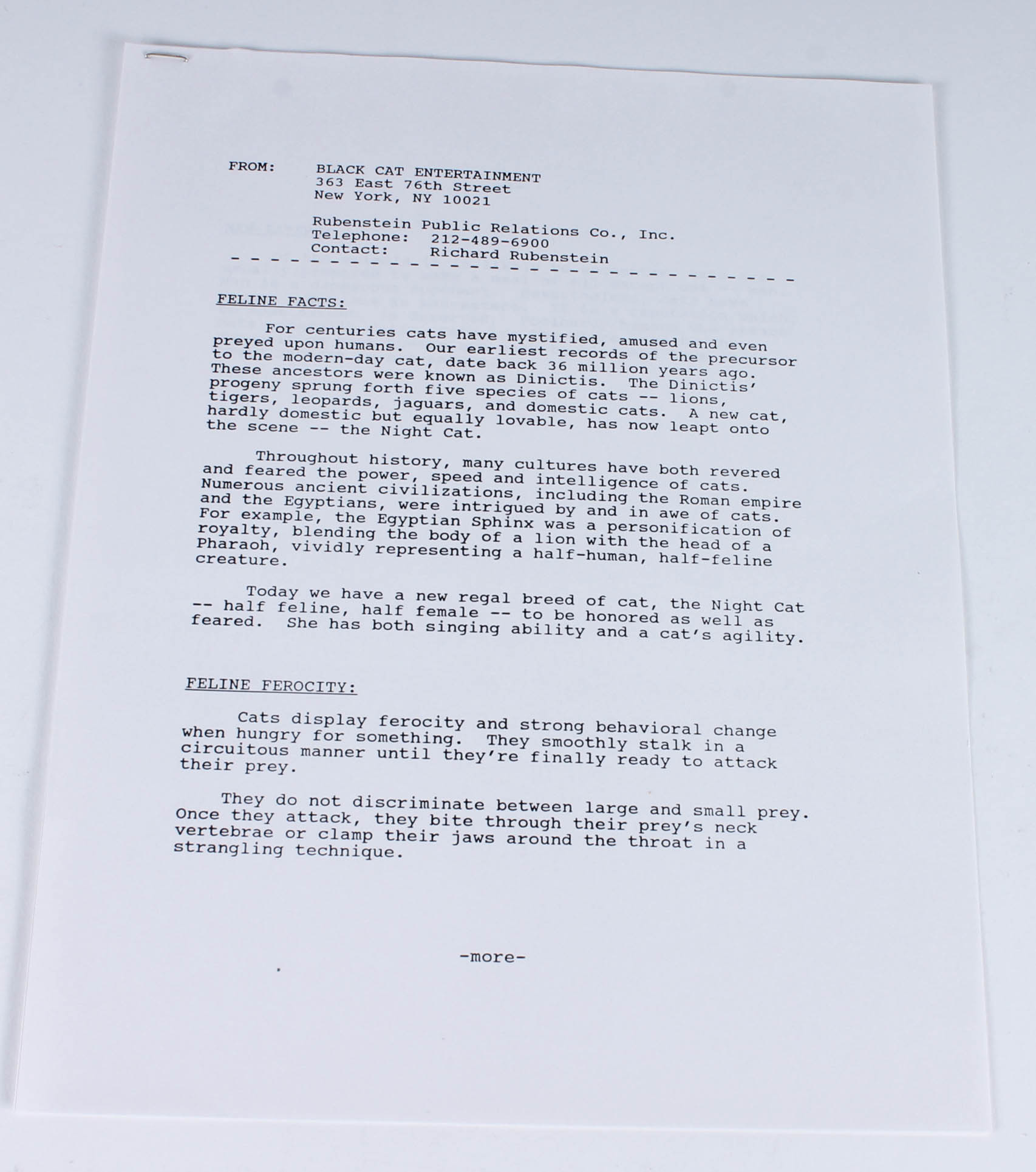 Marvel Premier Issue "Nightcat" Comic Book with Photographic Prints