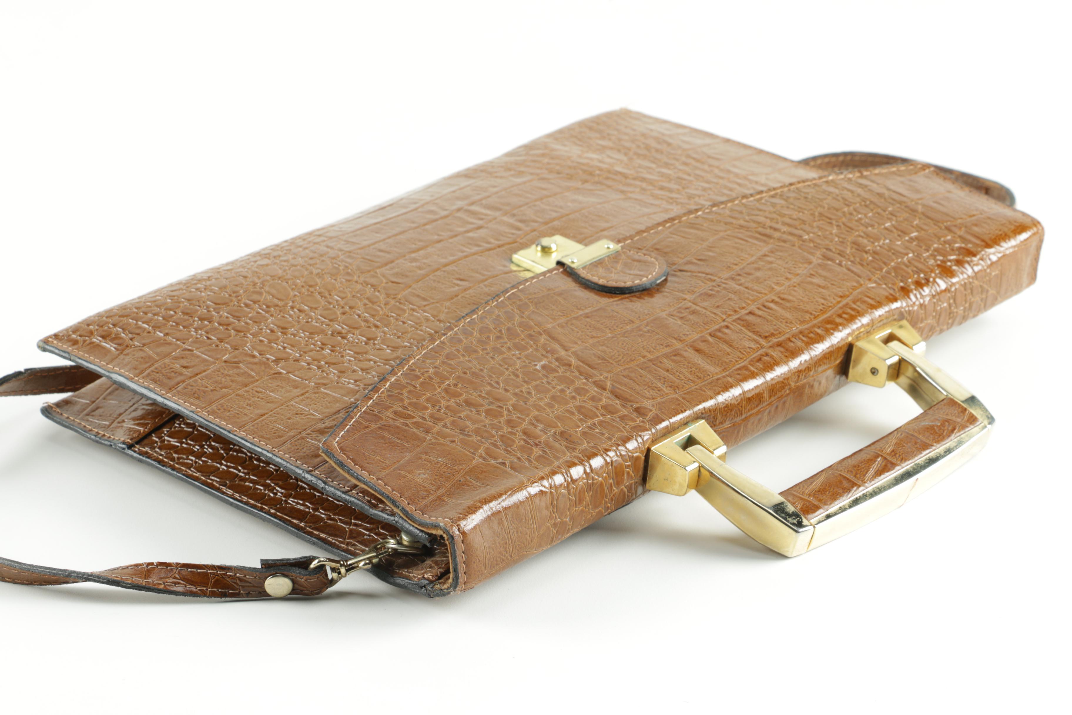 Alligator Embossed Leather Portfolio