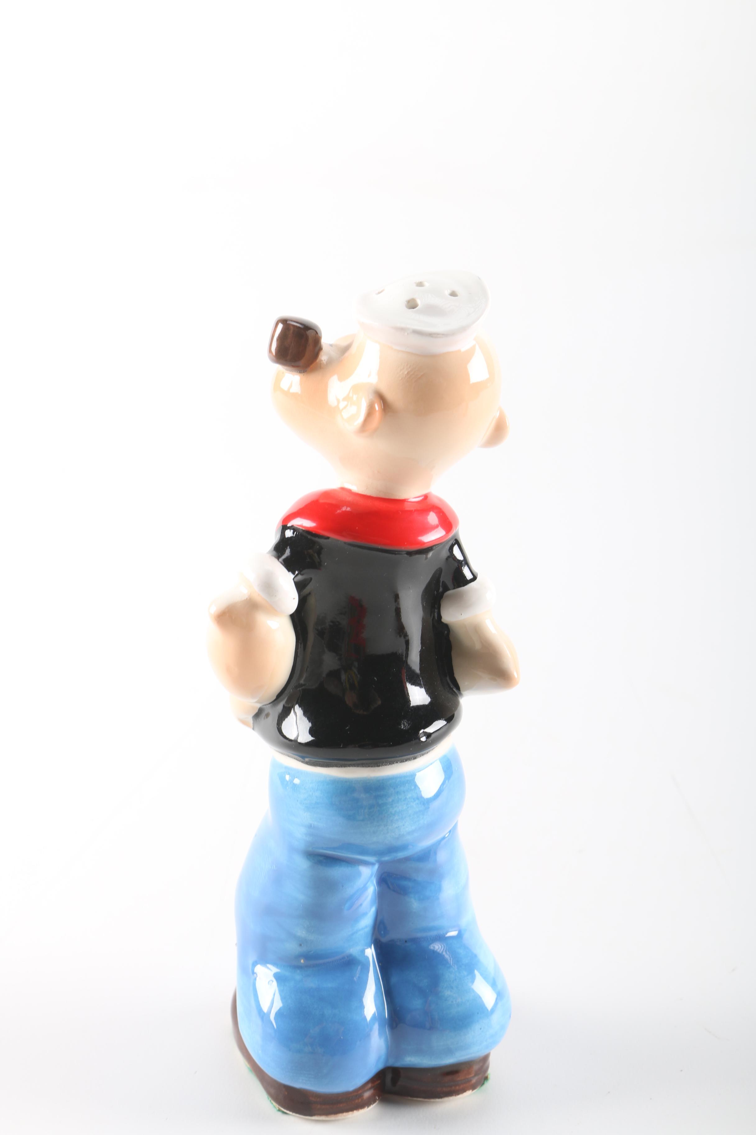 Vintage Vandor Imports Ceramic "Popeye" and "Olive Oyl" Salt and Pepper Shakers