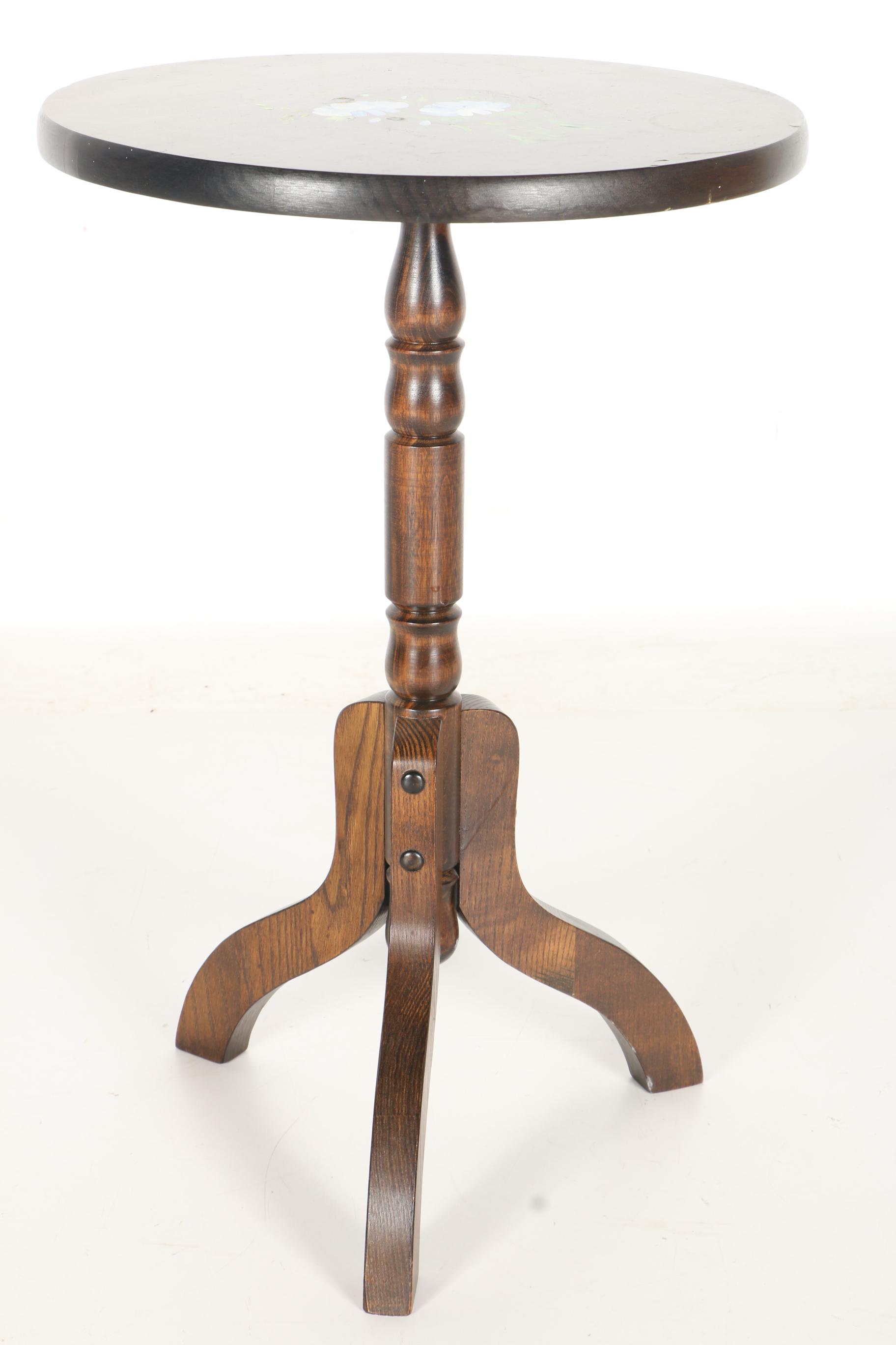 Vintage Hand-Painted Tilt-Top Candlestand