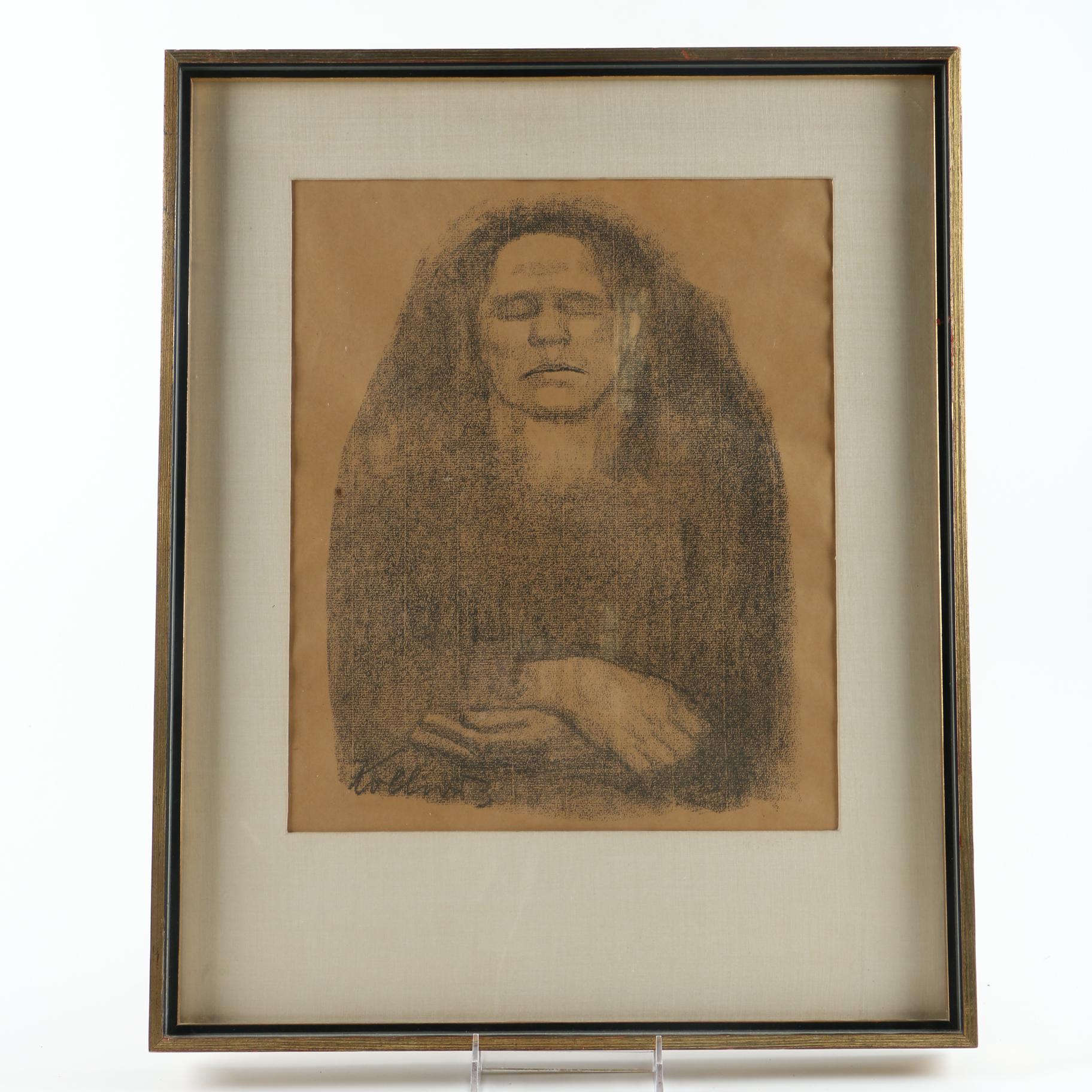 Käthe Kollwitz Lithograph of "Das Bangen"