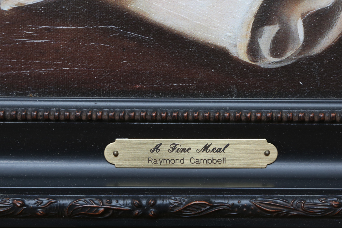 Raymond Campbell Giclee Print On Canvas "A Fine Meal"