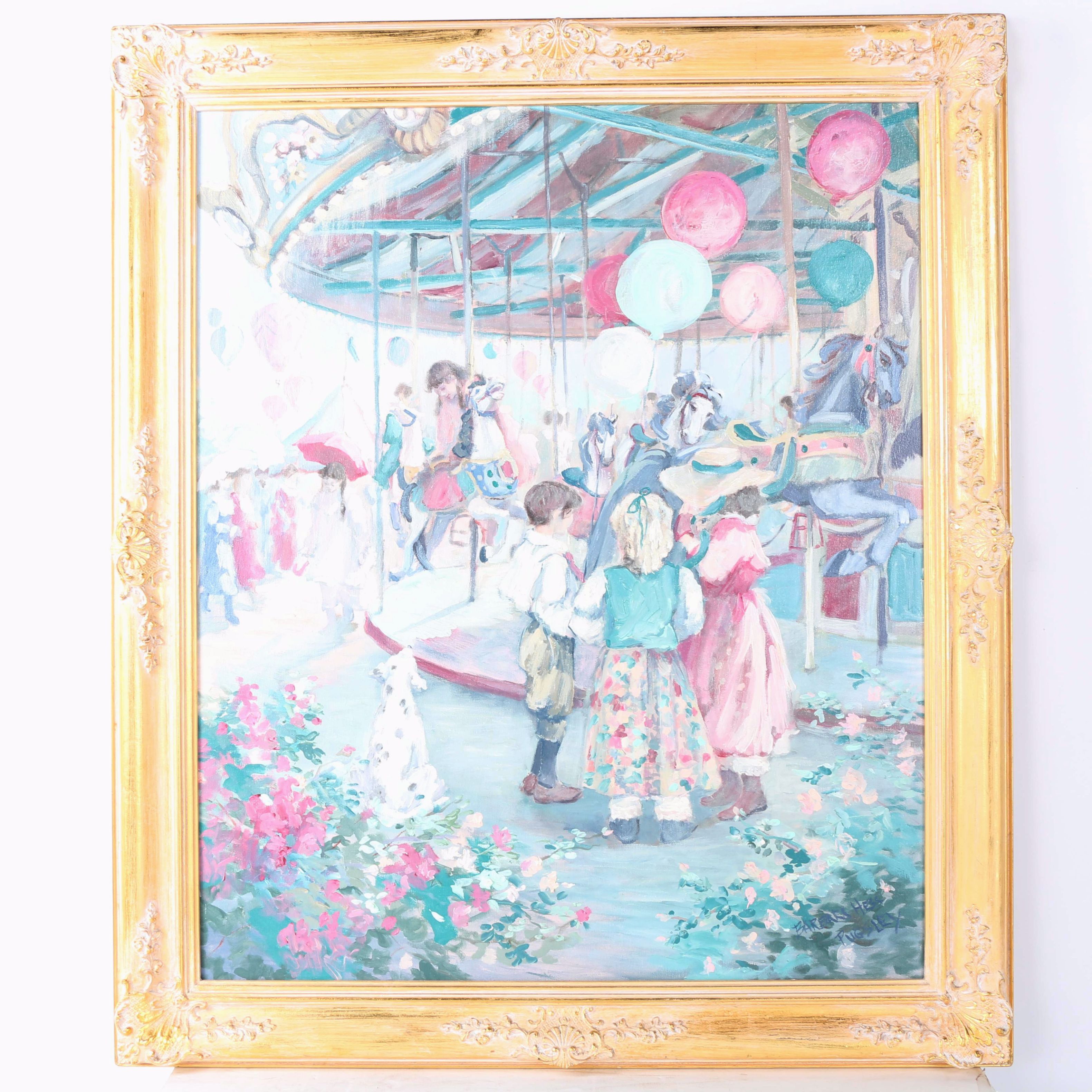Barbara Pugsley Oil Painting on Canvas "Carousel"