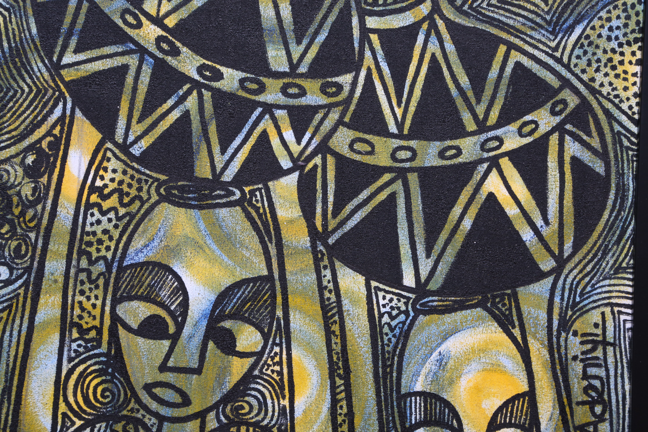 O. Adeniyi African Inspired Acrylic Painting On Canvas