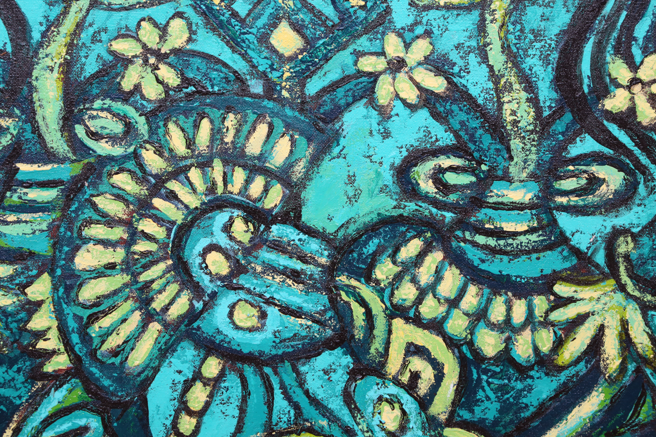 S. Basuki Abstract Acrylic Painting On Canvas