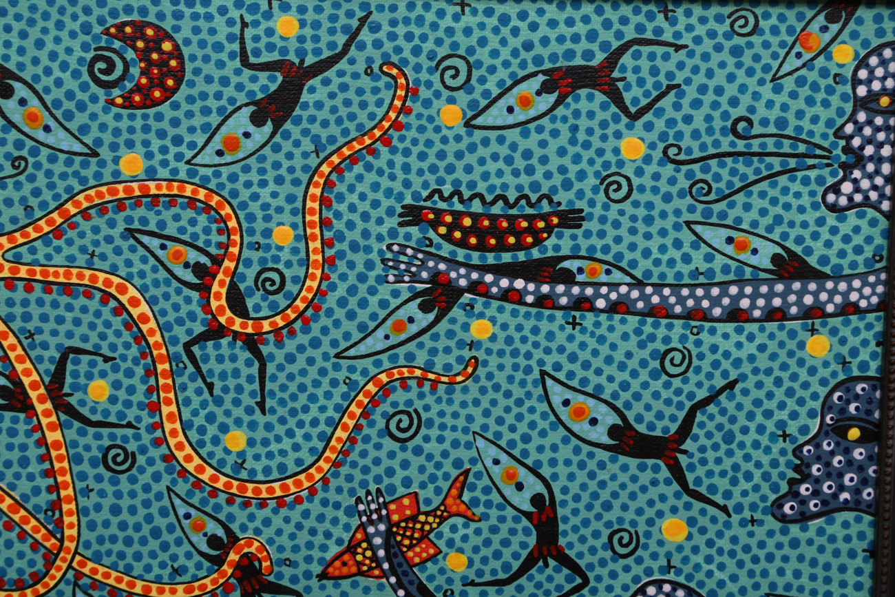 Original Signed Oceanic Themed Acrylic Painting On Canvas